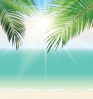 sommartid palmblad havet vektor bakgrundsillustration