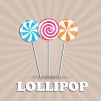 realistisk söt lollipop godis bakgrund. vektor illustration