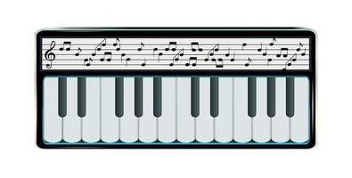 elektronischer Synthesizer mit digitaler Anzeige zur Anzeige von Musiknoten. Vektor-Illustration. vektor