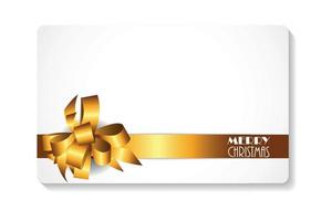 presentkort med guld rosett och band god jul. vektor illustration