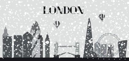 Storbritannien, siluett jul och nyår london city bakgrund. vektor illustration.