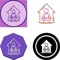 Yoga beim Zuhause Symbol Design vektor