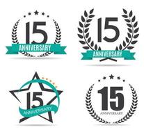 Vorlage Logo 15 Jahre Jubiläum Set Vector Illustration