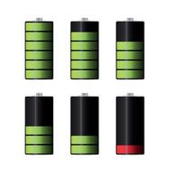 laddningsbara batterier för elektroniska enheter, elbil. vektor illustration.