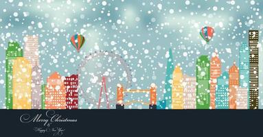 abstrakt jul och nyår med fantastiska hus bakgrund. vektor illustration.