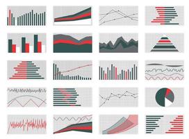 Reihe von Grafiken und Diagrammen. Daten und Statistiken, informative Infografiken. Vektor-Illustration. vektor