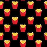 Fast Food gebratene Pommes frites Kartoffeln in Papierverpackung nahtlose Muster Hintergrund. Vektor-Illustration vektor