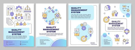 qms funktioner blå lutning broschyr mall. folder design med linjär ikoner. redigerbar 4 layouter för presentation, årlig rapporter vektor