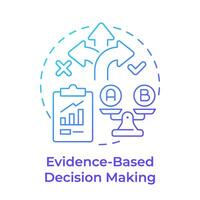 evidenzbasiert Entscheidung Herstellung Blau Gradient Konzept Symbol. Produkt Entwicklung, Qualität Management. runden gestalten Linie Illustration. abstrakt Idee. Grafik Design. einfach zu verwenden im Infografik vektor