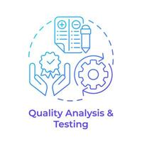 Qualität Analyse und testen Blau Gradient Konzept Symbol. statistisch Werkzeug, Performance Metriken. runden gestalten Linie Illustration. abstrakt Idee. Grafik Design. einfach zu verwenden im Infografik, Präsentation vektor