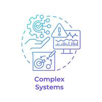 Komplex Systeme Blau Gradient Konzept Symbol. Kapazität Planung, modern Industrie. Daten Management. runden gestalten Linie Illustration. abstrakt Idee. Grafik Design. einfach zu verwenden im Infografik, Artikel vektor