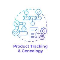 produkt spårning och genealogi blå lutning begrepp ikon. spårbarhet tillverkning. uppgift prestation. runda form linje illustration. abstrakt aning. grafisk design. lätt till använda sig av i infographic vektor