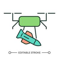 Drohne tauchen Bombe rgb Farbe Symbol. Militär- Antenne Fahrzeug Unterstützung. Rakete Transport. unbemannt Antenne Fahrzeug. isoliert Illustration. einfach gefüllt Linie Zeichnung. editierbar Schlaganfall vektor