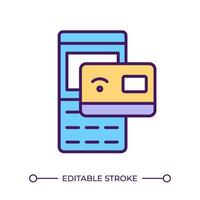 kontaktlos Zahlung rgb Farbe Symbol. in der Nähe von Feld Kommunikation. bezahlen Anerkennung Karte. Verkauf Technologie. bargeldlos Transaktion. isoliert Illustration. einfach gefüllt Linie Zeichnung. editierbar Schlaganfall vektor