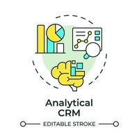 analytisch crm multi Farbe Konzept Symbol. Daten Bergbau, vorausschauend Analytik. Kunde Verhalten. runden gestalten Linie Illustration. abstrakt Idee. Grafik Design. einfach zu verwenden im Infografik, Präsentation vektor