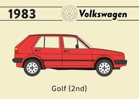 1983 vw golf bil affisch konst vektor