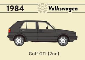 1984 vw golf gti bil affisch konst vektor