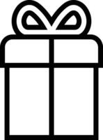 närvarande gåva låda ikon i linje. för appar eller webb universell utrustning ikon webbplats klistermärke märka festlig mysterium omslag födelsedag dekorera överraskning gåva scrapbooking isolerat på vektor
