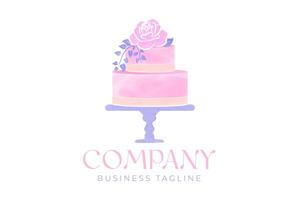 Aquarell Kuchen Logo Design vektor