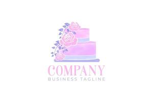 Rosa und lila Kuchen Logo Design vektor