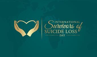 blaugrün International Überlebende von Selbstmord Verlust Tag Illustration Hintergrund mit Gold Text und Symbol vektor