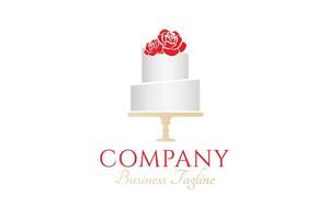 schön Kuchen Logo Design mit rot Blume vektor