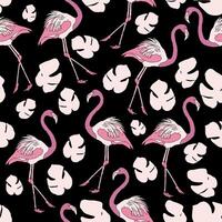 Rosa schwarz Flamingo nahtlos Muster Design vektor