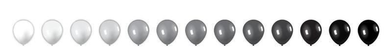 set med ballonger i olika nyanser av grått från vitt till svart. vektor illustration