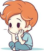 illustration av en söt liten röd håriga pojke gråt vektor