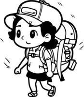 Tourist Junge mit ein Rucksack. Karikatur Stil. vektor