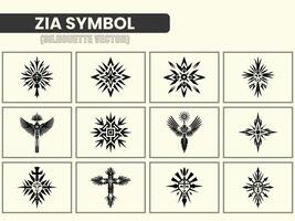 Zia Zeichen Symbol Silhouette Symbol einstellen Clip Art, isoliert auf ein Weiß Hintergrund vektor