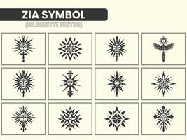 Zia Zeichen Symbol Silhouette Symbol einstellen Clip Art, isoliert auf ein Weiß Hintergrund vektor