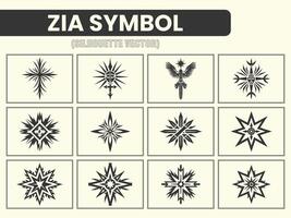 zia tecken symbol silhuett ikon uppsättning ClipArt, isolerat på en vit bakgrund vektor