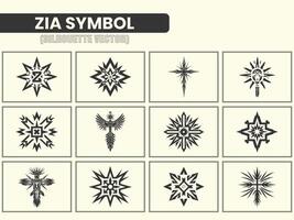 Zia Zeichen Symbol Silhouette Symbol einstellen Clip Art, isoliert auf ein Weiß Hintergrund vektor