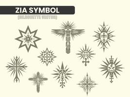 Zia Zeichen Symbol Silhouette Symbol einstellen Clip Art, isoliert auf ein Weiß Hintergrund vektor