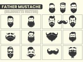 en svart Färg silhuett herre, hipster eller frisör symbol mustasch ikoner, mustasch silhuett samling. vektor