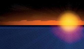 solig solnedgång över havet. vektor illustration.