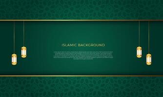 modern Grün islamisch Hintergrund mit nahtlos Muster Ornament Design vektor