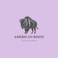 årgång amerikan bison logotyp design, logotyp mall vektor