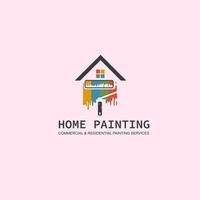 Zuhause Gemälde Logo Design mit Walze und Haus, Logo Vorlage vektor