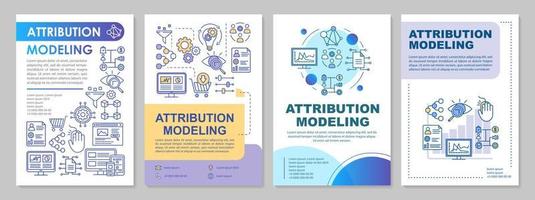 Layout der Attributionsmodellierungsbroschüre. Netz Analyse. Flyer, Broschüre, Broschürendruckdesign mit linearen Illustrationen. Vektorseitenlayouts für Zeitschriften, Geschäftsberichte, Werbeplakate vektor