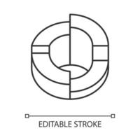 dreidimensionales Diagramm lineares Symbol. 3-Raum-Ring. symbolische Darstellung von Informationen. Statistikdaten. dünne Linie Abbildung. Kontursymbol. Vektor isolierte Umrisszeichnung. bearbeitbarer Strich