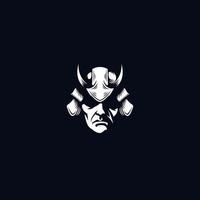 Silhouette Gesicht japanischer Samurai-Ritter-Logo-Vektor-Design-Vorlage Inspirationsidee vektor