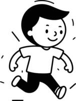 Illustration von ein Junge Laufen im ein sich beeilen. eben Stil. vektor