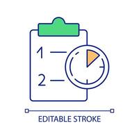 Zeit Verwaltung rgb Farbe Symbol. Arbeit Zeitplan. zu tun Liste. Job Aufgaben Planung. Rahmen Termin. isoliert Vektor Illustration. einfach gefüllt Linie Zeichnung. editierbar Schlaganfall