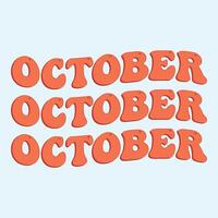 Oktober Text Beschriftung- süß Hand gezeichnet Schriftart Vektor Illustration süß Briefe