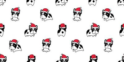 Hund nahtlos Muster Weihnachten Französisch Bulldogge Santa claus Hut Karikatur Fliese Hintergrund wiederholen Hintergrund Schal isoliert Illustration Design vektor