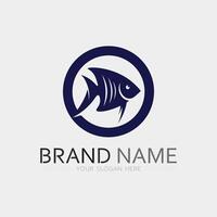 fisk och fiske logotyp vatten- design djur- illustration vektor