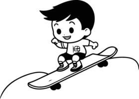 pojke ridning en snowboard av en pojke ridning en snowboard. vektor