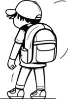 Illustration von ein Junge mit ein Rucksack. zurück zu Schule. vektor